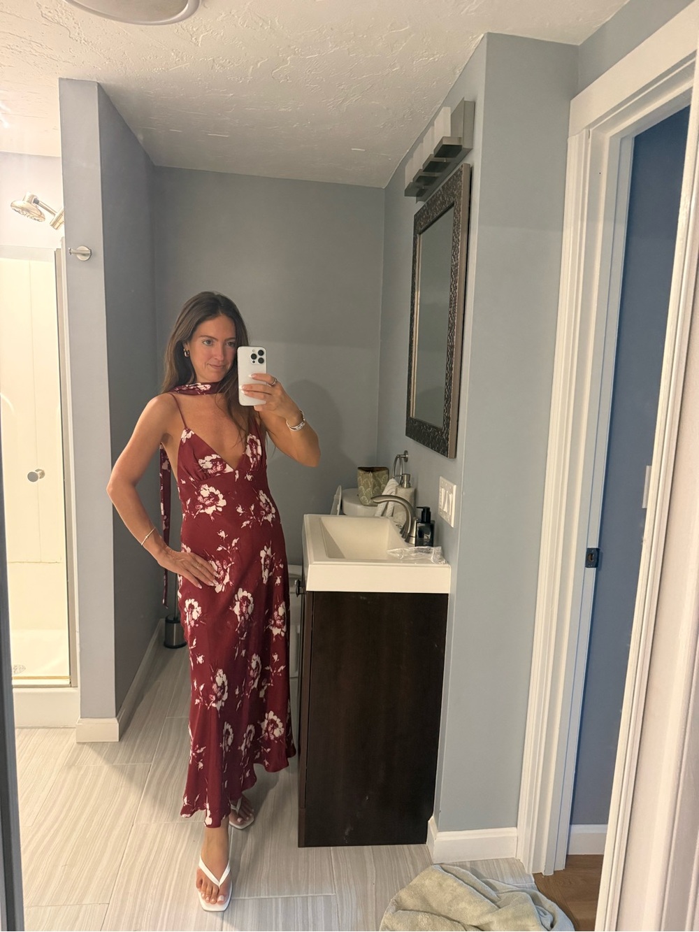 Maeve Burgundy Floral Maxi Slip Dress